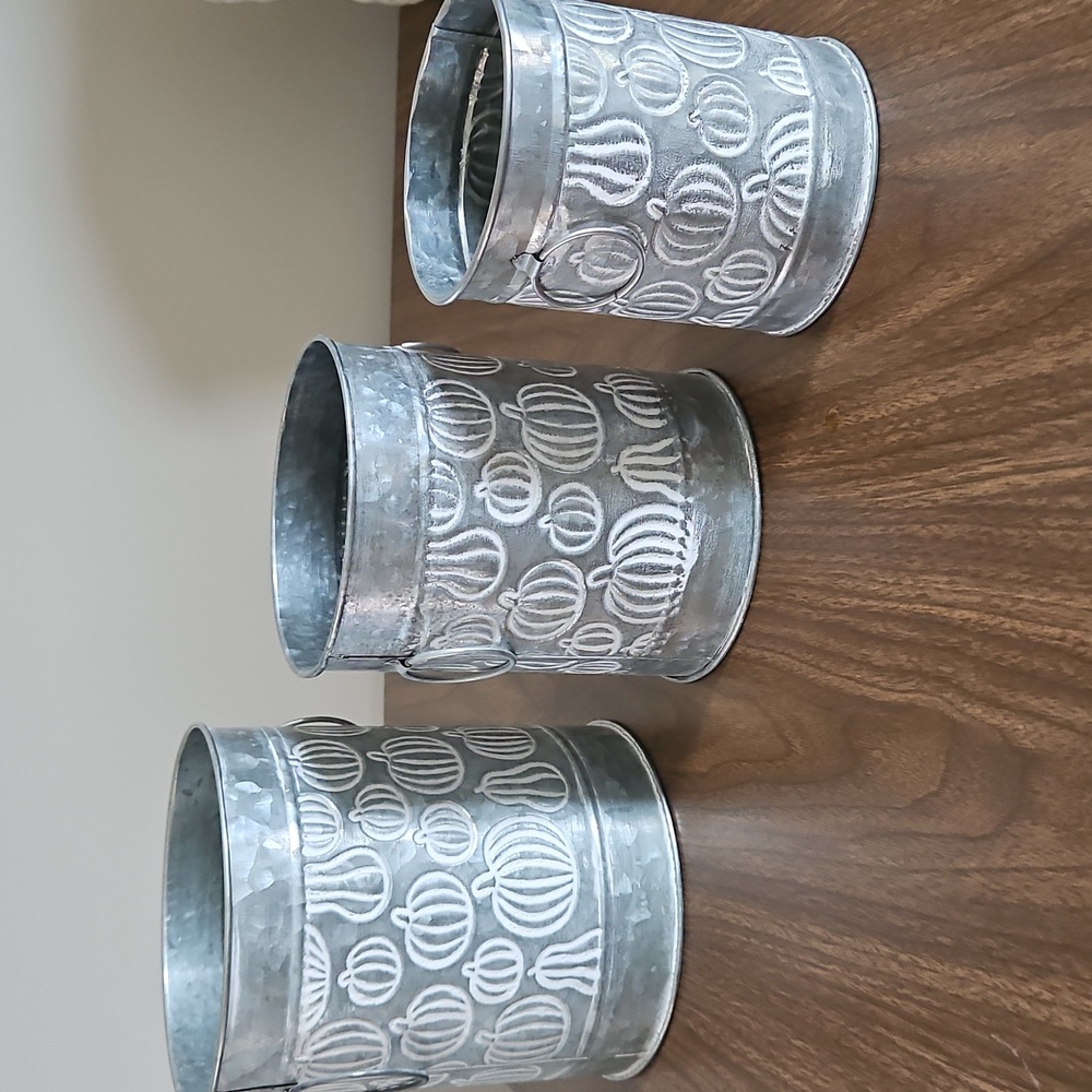 Rustic Silver Embossed Metal Bins - Picture 2 of 4